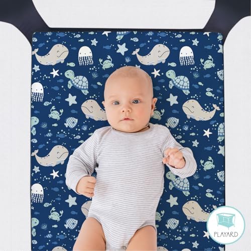 The Peanutshell 3-Pack Playard Sheets - Sealife Design