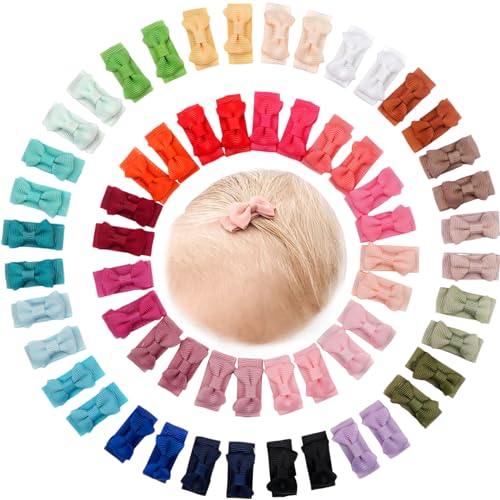 CLLOT 60Pcs 12 Inch Tiny Baby Bows Clips