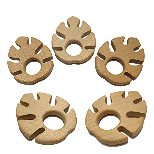 5pcs Natural Wooden Banana Leaf Teether