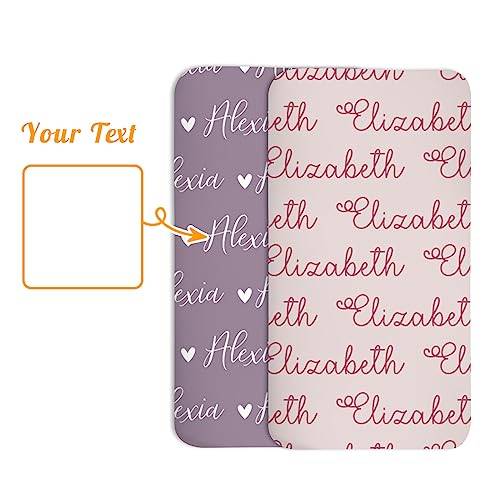 Custom Crib Sheets for Girls - Fitted with Name Purple Letter 52x28x98