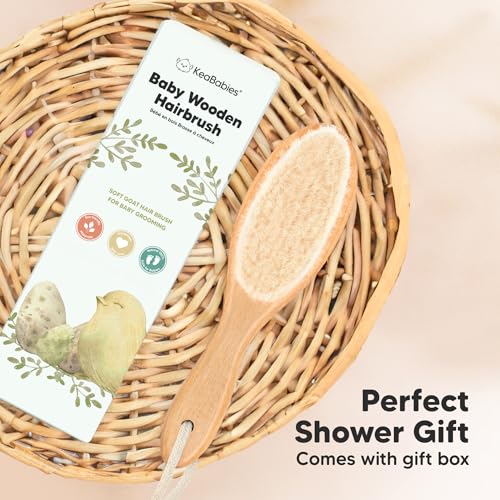 KeaBabies Wooden Baby Hair Brush with Soft Goat Bristles 1