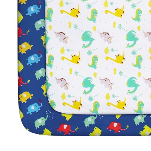 Moonsea Pack and Play Sheets for Boys Dinosaur Elephant