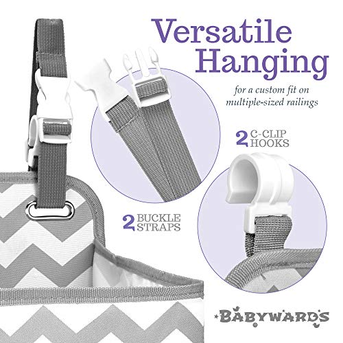 Babywards Hanging Diaper Caddy - 2 Compartments 3 Mesh Pockets