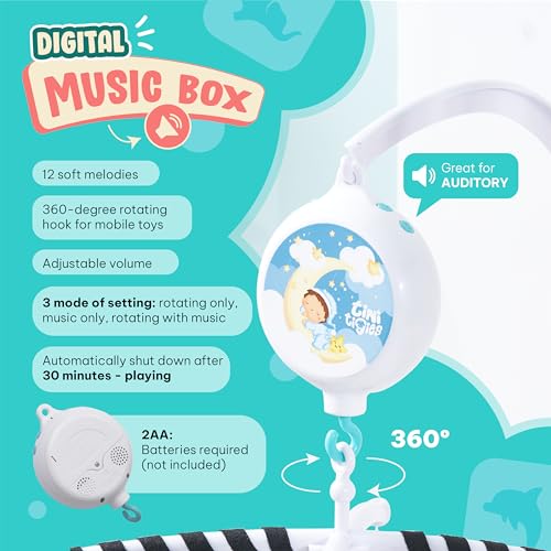 EverLove Montessori Mobile Baby - Digital Music Box with 12 Lullabies 3 Modes