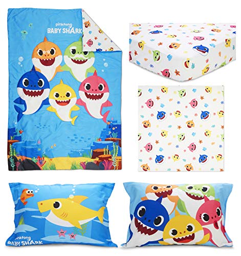 Baby Shark 4-Piece Toddler Bed Set for Boys and Girls