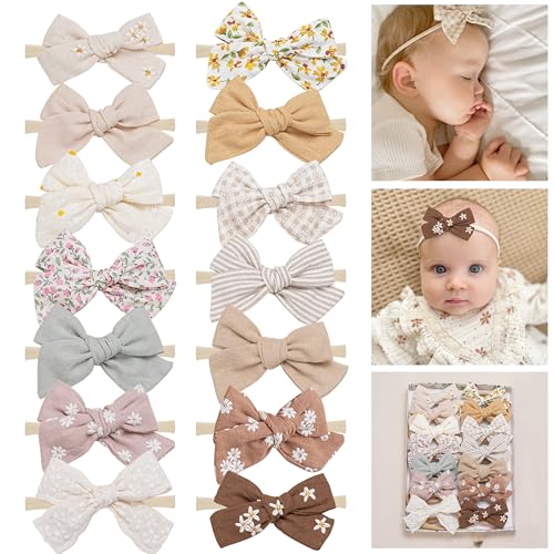 Fancy Clouds 14pcs Stretchy Hair Bows and Headbands for Babies