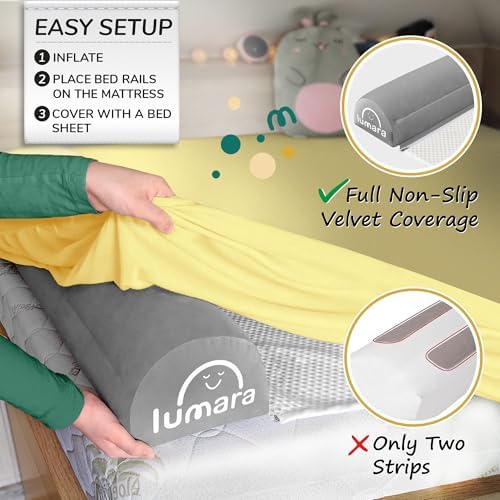 LUMARA Inflatable Bed Rail for Toddlers 2 Pack
