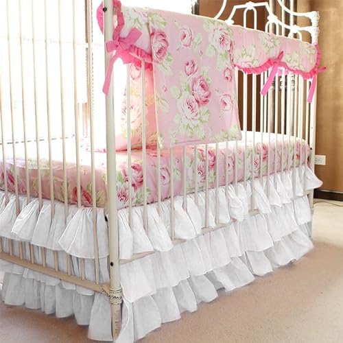 CATPAN Ruffled Crib Skirt - 3 Tier 177 Drop White