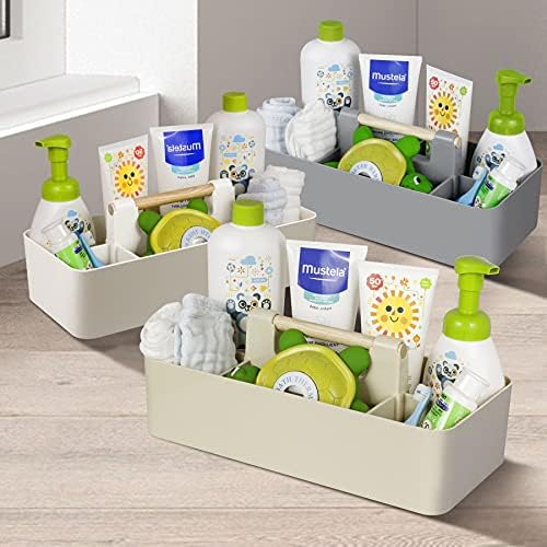 ChengFu Baby Shower Caddy Portable Storage Organizer Tote with Wood Handle