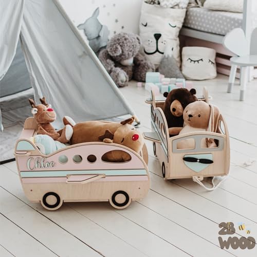 Personalized Wooden Toy Box With Wheels for Kids 1
