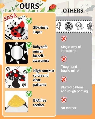 High Contrast Baby Book with Teether and Mirror 1
