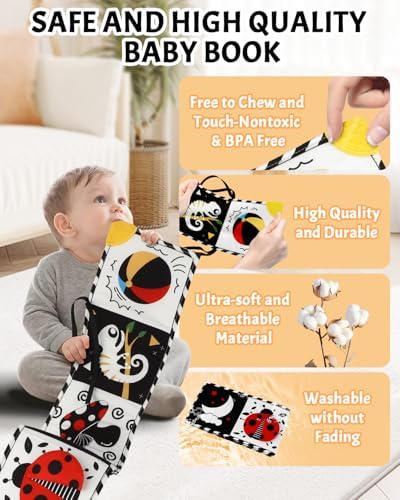 High Contrast Baby Book with Teether and Mirror 1