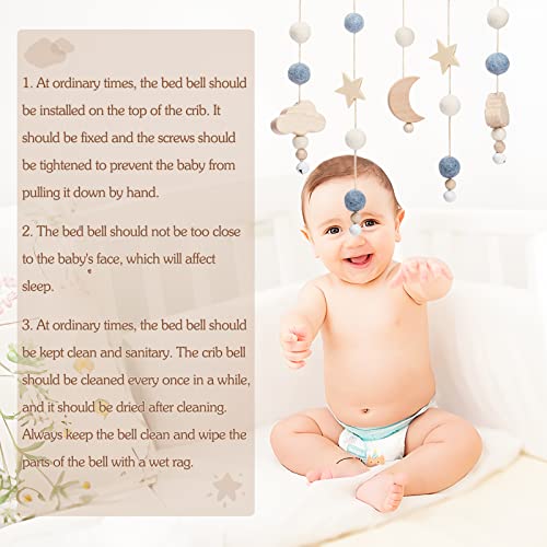 Boho Baby Crib Mobile with Cloud Stars and Moon Decor