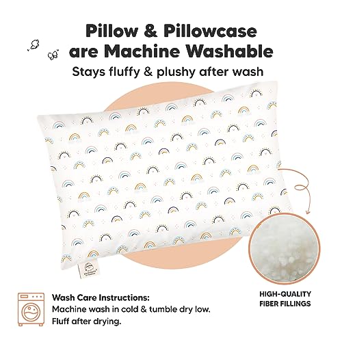KeaBabies Jumbo Toddler Pillow with Case - Jolly Rainbow Design