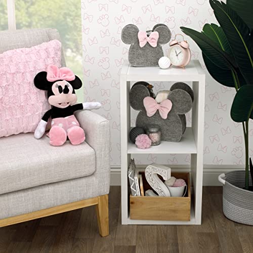 Disney Minnie Mouse Grey Pink 2 Piece Felt Storage Caddy