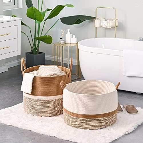 KAKAMAY 20x13 Cotton Woven Storage Basket
