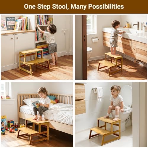 COSYLAND Toddler Step Stool with Side Guard
