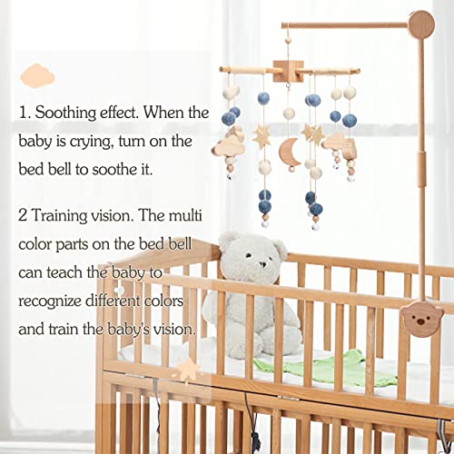Boho Baby Crib Mobile with Cloud Stars and Moon Decor