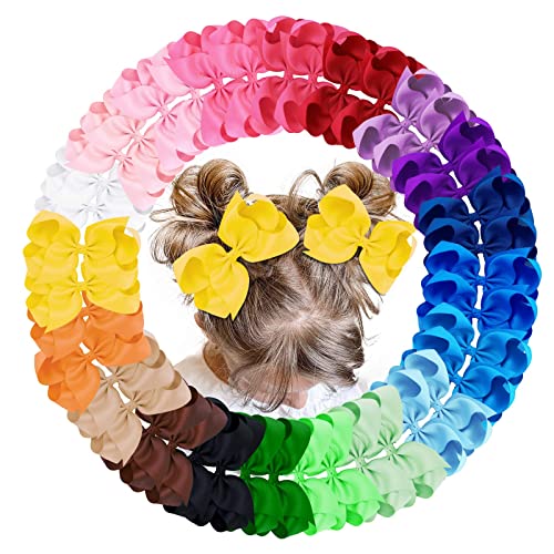 Oaoleer 40Pcs 45 Inch Hair Bows Clips Grosgrain Ribbon