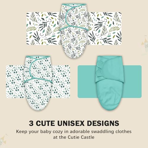 Cute Castle 3-Pack Baby Sleep Sacks - Newborn Swaddle Blankets - Green