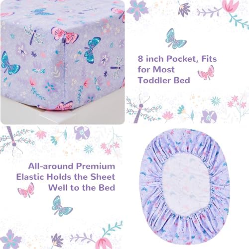 Butterfly Toddler Bedding Set for Girls 4 Piece 1