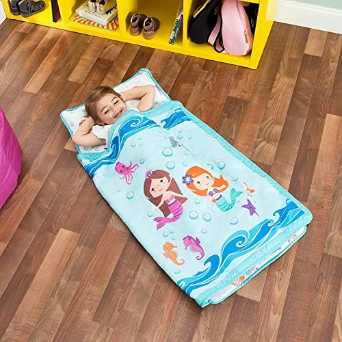 EVERYDAY KIDS Toddler Nap Mat with Pillow - Underwater Mermaids Design