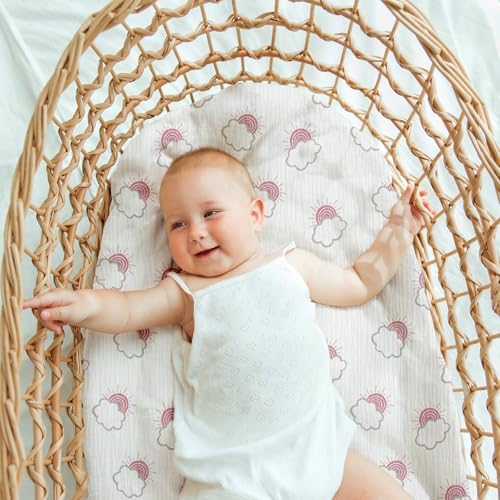 LYRICHOM Muslin Bassinet Sheets 2 Pack Pink Cloud
