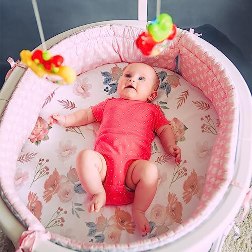 GLLQUEN Baby Bassinet Sheets 4 Pack Floral Pattern