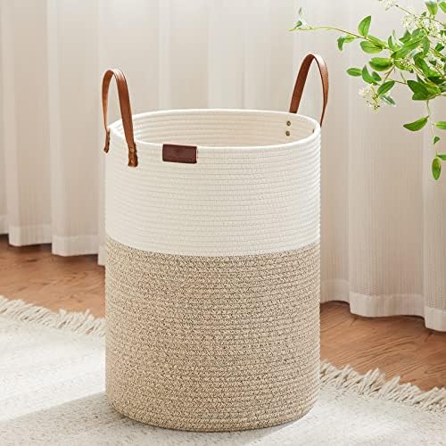 VIPOSCO Tall Laundry Basket 58L Woven Rope Hamper 1