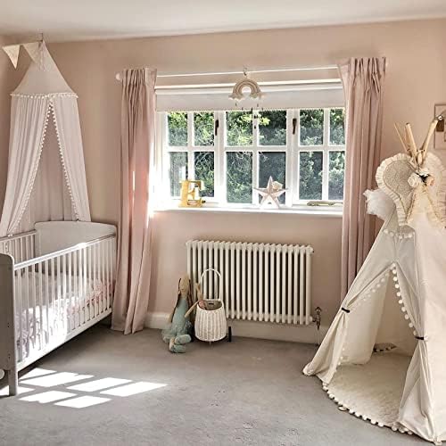 LOAOL Bed Canopy with Pom Pom for Kids Crib