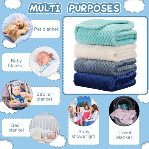 Frienda 4 Pcs Fluffy Baby Blanket for Newborns and Toddlers