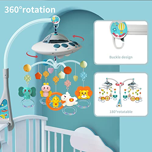 Lcasio Baby Crib Mobile with Music and Night Light - Blue