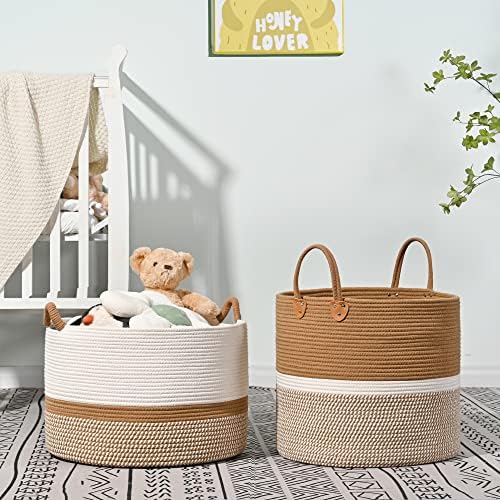 KAKAMAY 20x13 Cotton Woven Storage Basket