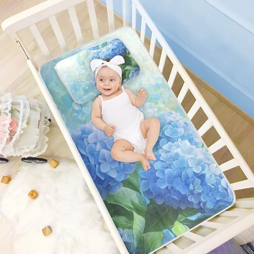Blue Hydrangea Motto Cooling Baby Mattress Topper 28x52