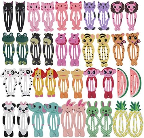 inSowni 2 Inch Snap Hair Clips with Animal Glitter for Baby Girls