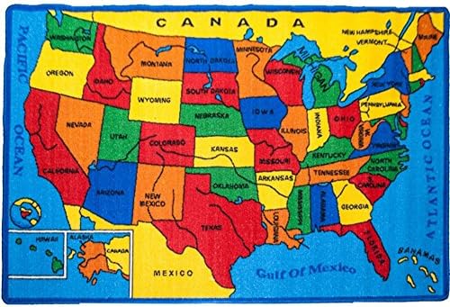 Mybecca Kids Rug USA Map 5x7 Non Slip Gel Backing 1
