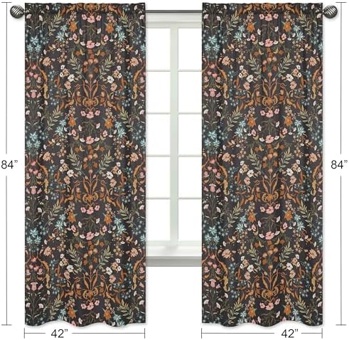 Sweet Jojo Designs Bohemian Flower Curtain Panels Set of 2
