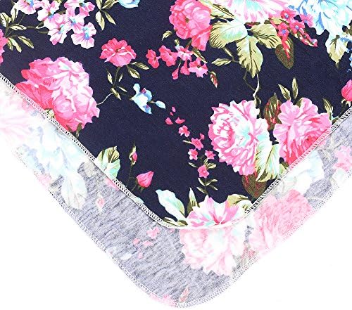 Galabloomer Flower Print Receiving Blanket Set Navy Blue Rose