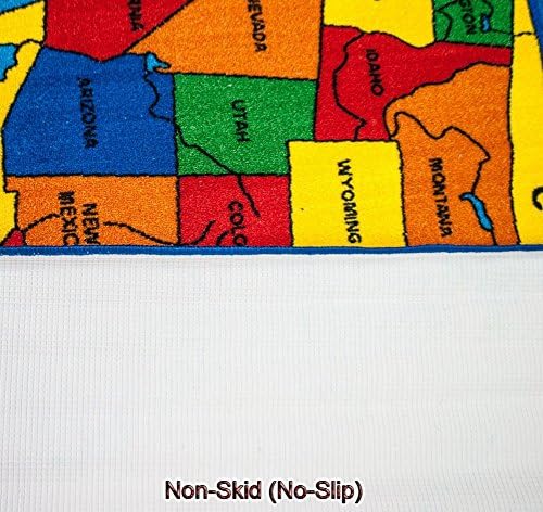 Mybecca Kids Rug USA Map 5x7 Non Slip Gel Backing 1